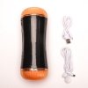 Masturbator Z Wibracją Dwustronny Wagina Anus  Cyberskóra Ładowany Usb Czarny